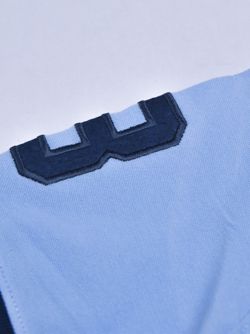U.S.P.A Stylish Pique Summer Polo For Men-Dark Sky with White & Navy Stripe-RT787