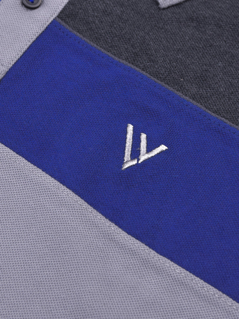 Summer Polo Shirt For Men-Slate Grey with Charcoal & Blue-RT27