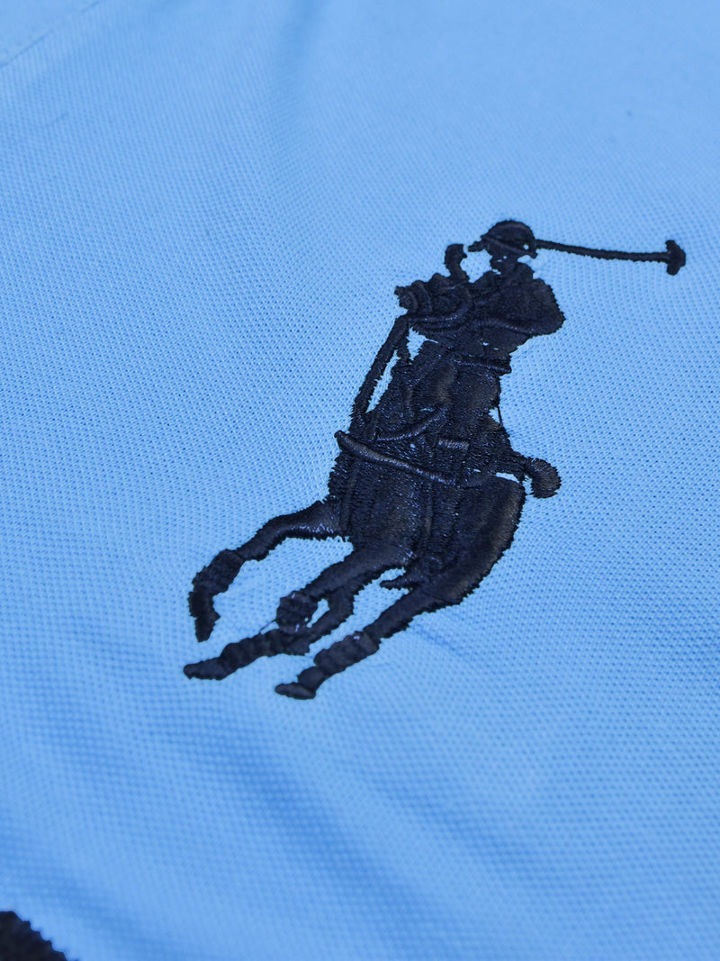PRL Stylish Pique Summer Polo For Men-Sky & Navy-RT784