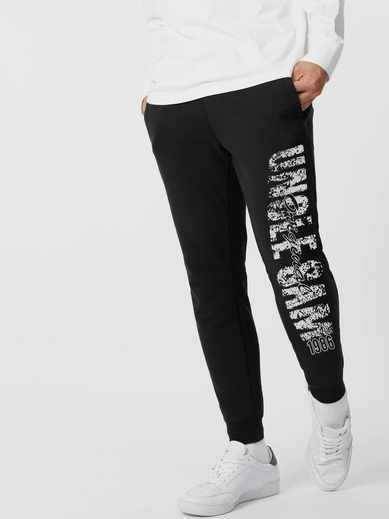 Uncle Sam Slim Fit Terry Fleece Jogger Trouser For Men-Black-BR14741