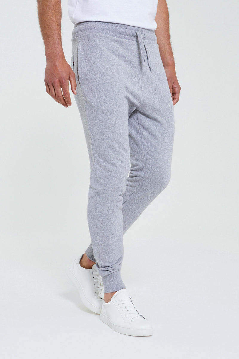 M-17 Slim Fit Fleece Jogger Trouser For Men-Grey Melange-BR14749