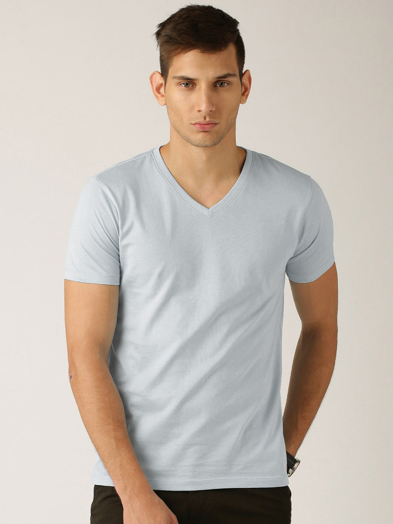 M-17 Single Jersey V Neck Tee Shirt For Men-Slate Grey-RT818