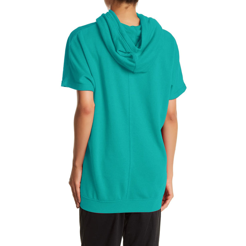 NK Fleece Short Sleeve Hoodie For Ladies-Cyan Blue-RT933