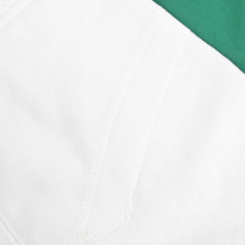 NK Fleece Zipper Hoodie For Men-White with Green Panels-BR14345