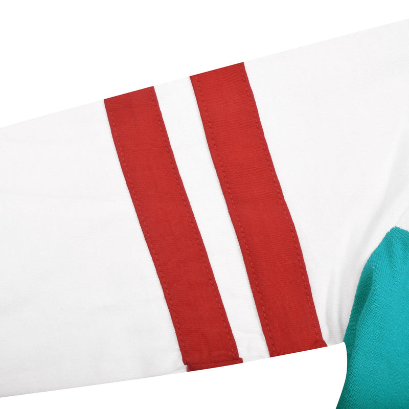 NK Summer Crew Neck Tee Shirt For Ladies-White with Dark Cyan Green Panels-BR14
