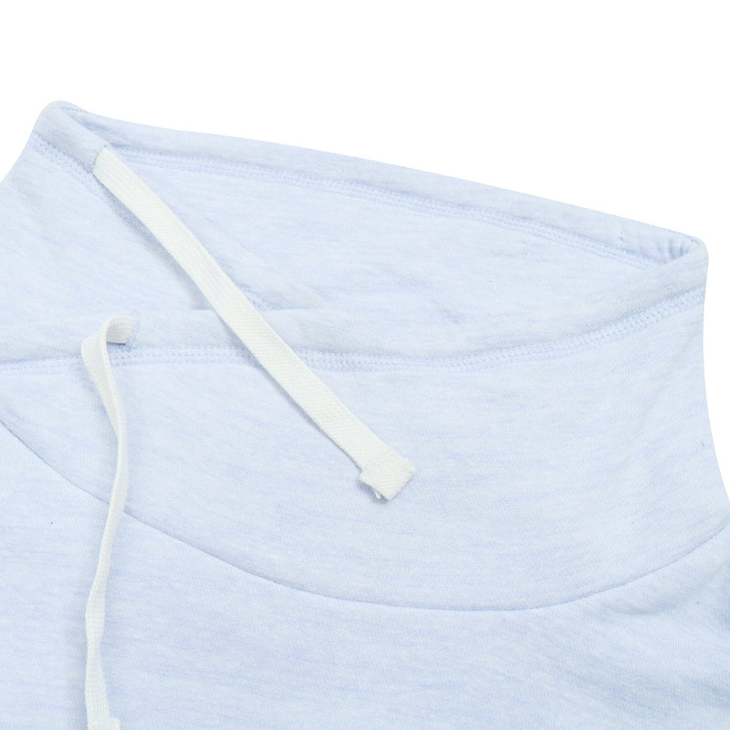 NYC Polo Fleece Cowl Neck Hoodie For Ladies-Sky Blue Melange-BE13721