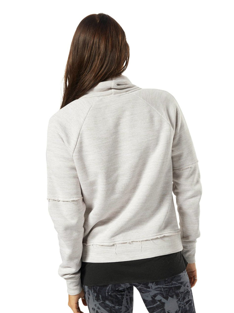 NYC Polo Fleece Cowl Neck Hoodie For Ladies-Wheat Melange-BE13780