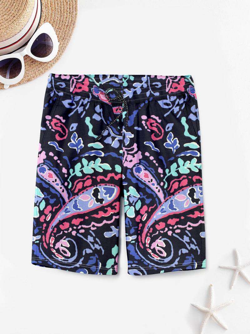 Next Summer Signle Jersey Short For Men-Navy with Allover Print-RT977