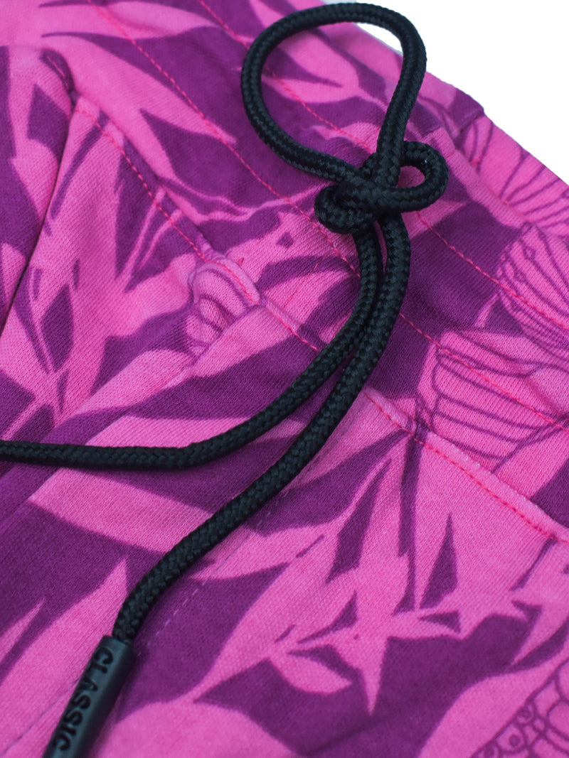 Next Summer Single Jersey Short For Men-Allover Pink Leaf Print-SP8295
