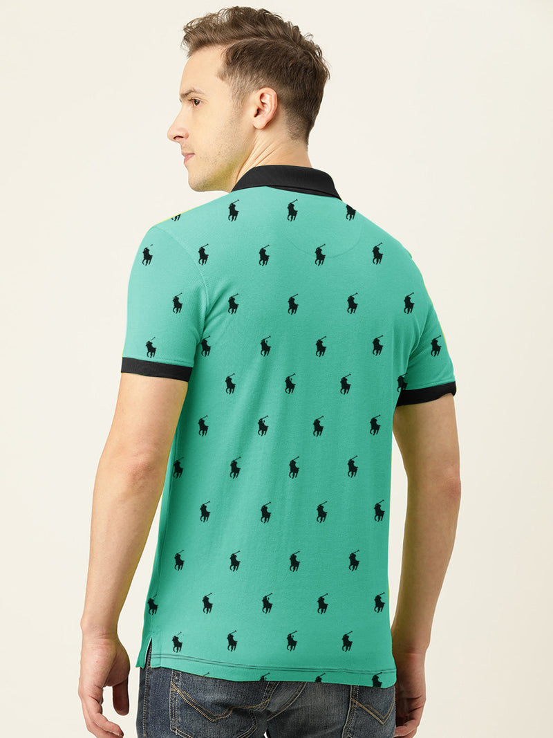 Summer Polo Shirt For Men-Light Cyan Green-AN3950