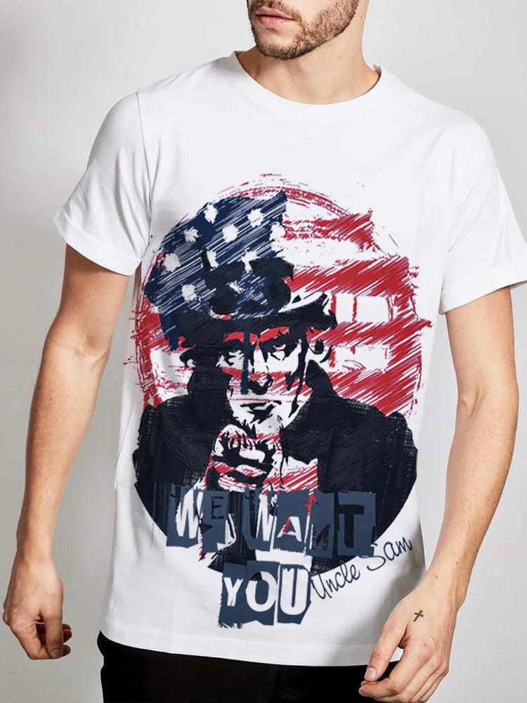 Summer Tee Shirt For Men-White With Print-AN4063