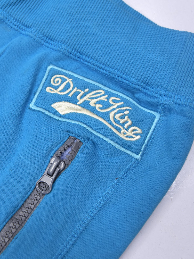 Drift King Regular Fit Zipper Fleece Jogger Trouser For Men-Cyan Blue-BE15392