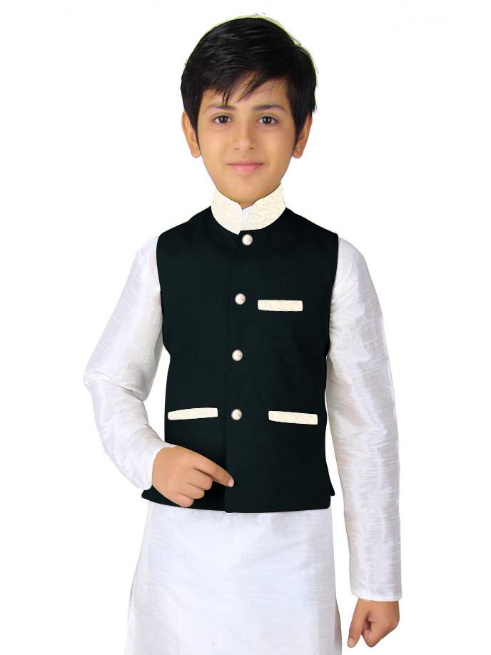 Premium Quality Stylish Velvet Waistcoat For Boys-Dark Cyan Green-RT955