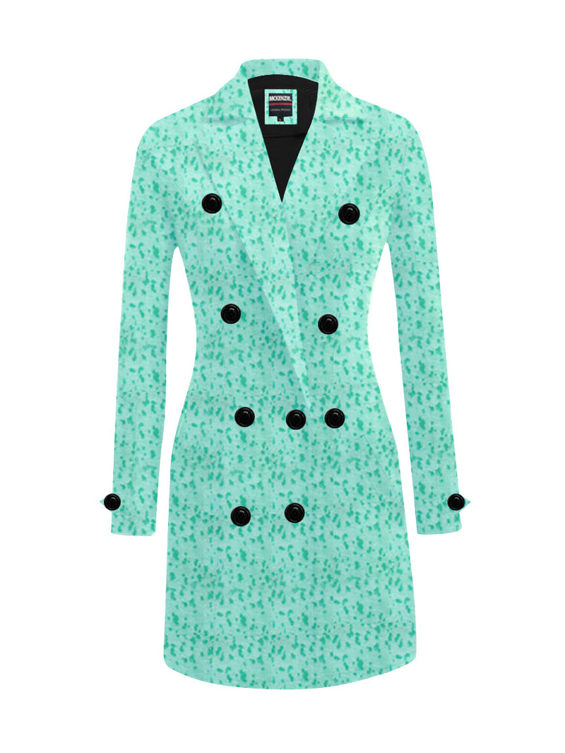 McKenzie Fleece Stylish Long Trench Coat For Ladies-Light Green Melange-RT1058